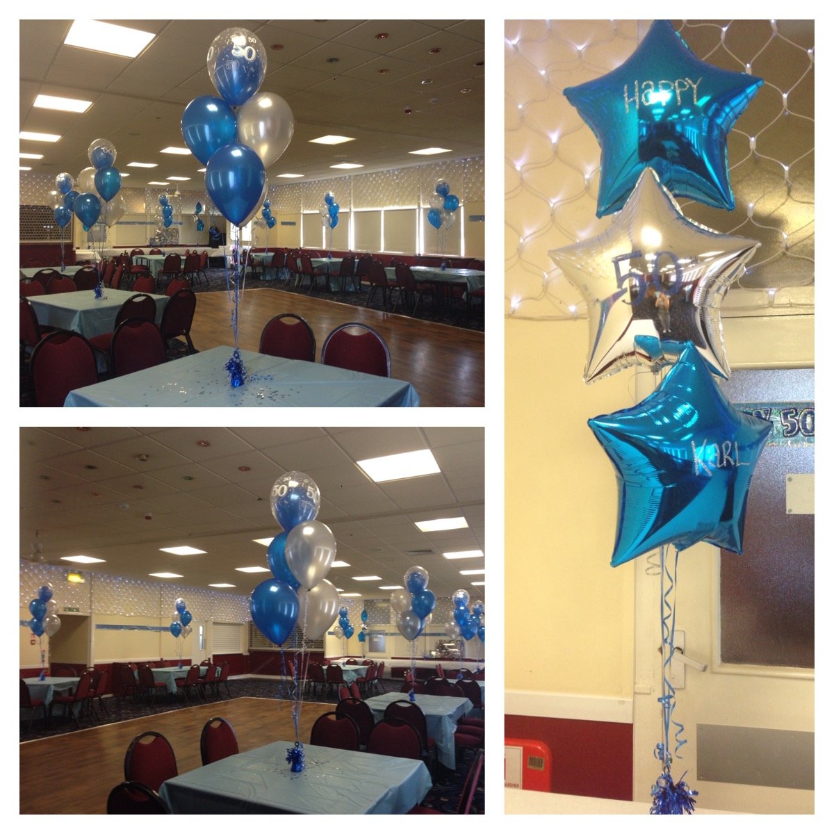 50th Birthday balloon bunches and personalised balloons at Fords Sports and Social Club